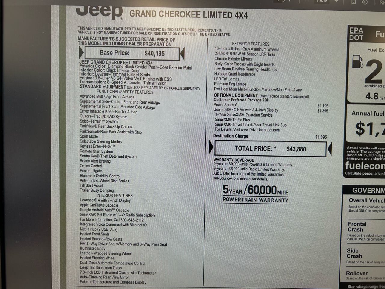 Jeep Grand Cherokee Limited 4WD 2018 Jeep Grand Cherokee Limited 4WD 2018