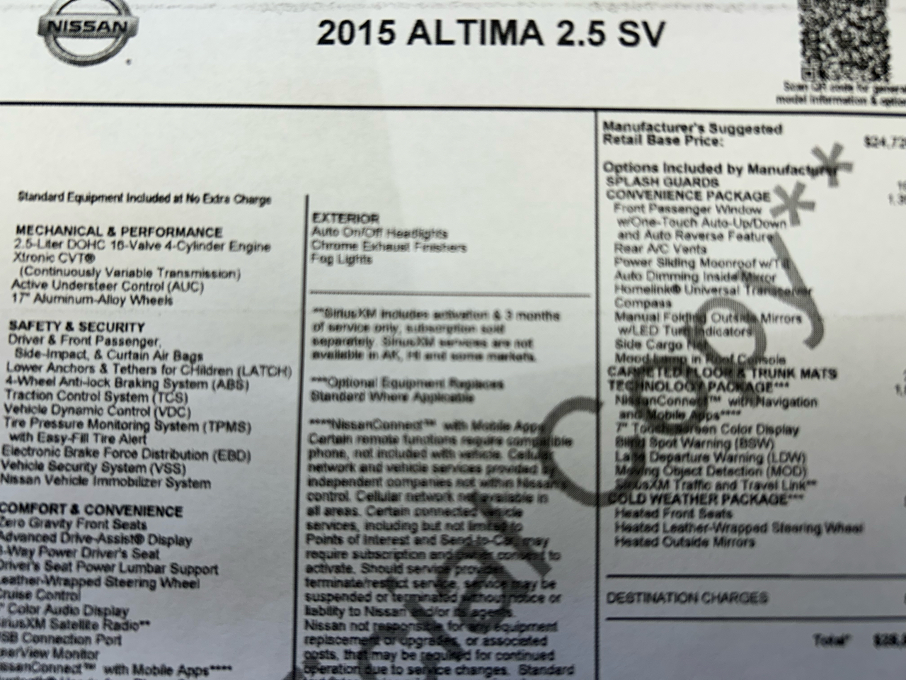 Nissan Altima 2.5 SV 2015