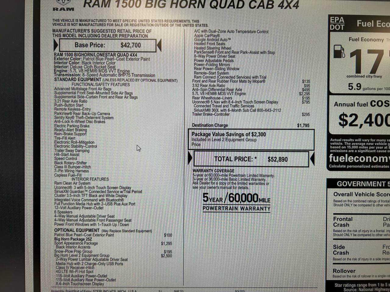 RAM 1500 Big Horn Quad Cab 4WD 2022