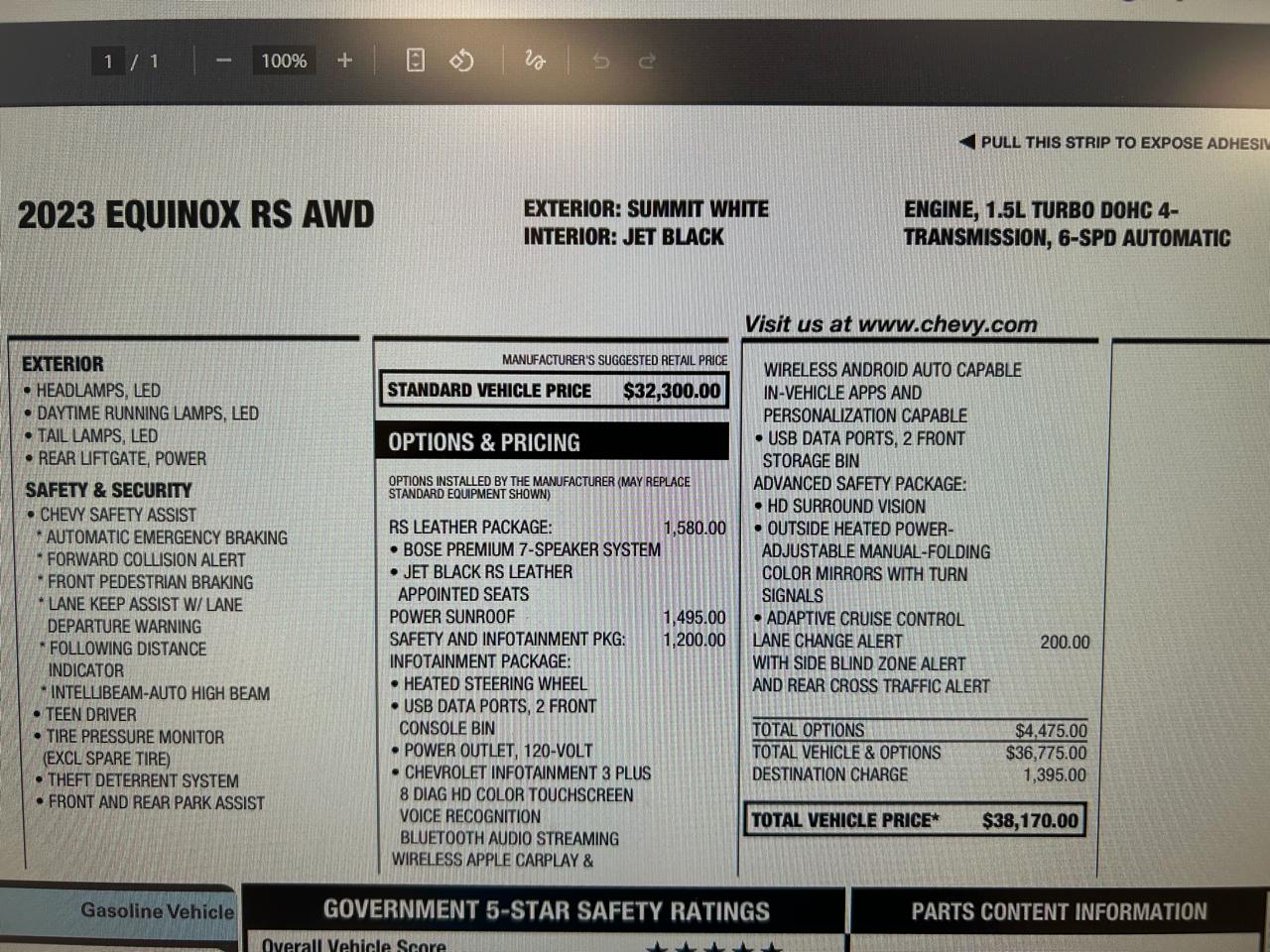 Chevrolet Equinox RS 4D SUV AWD 2023