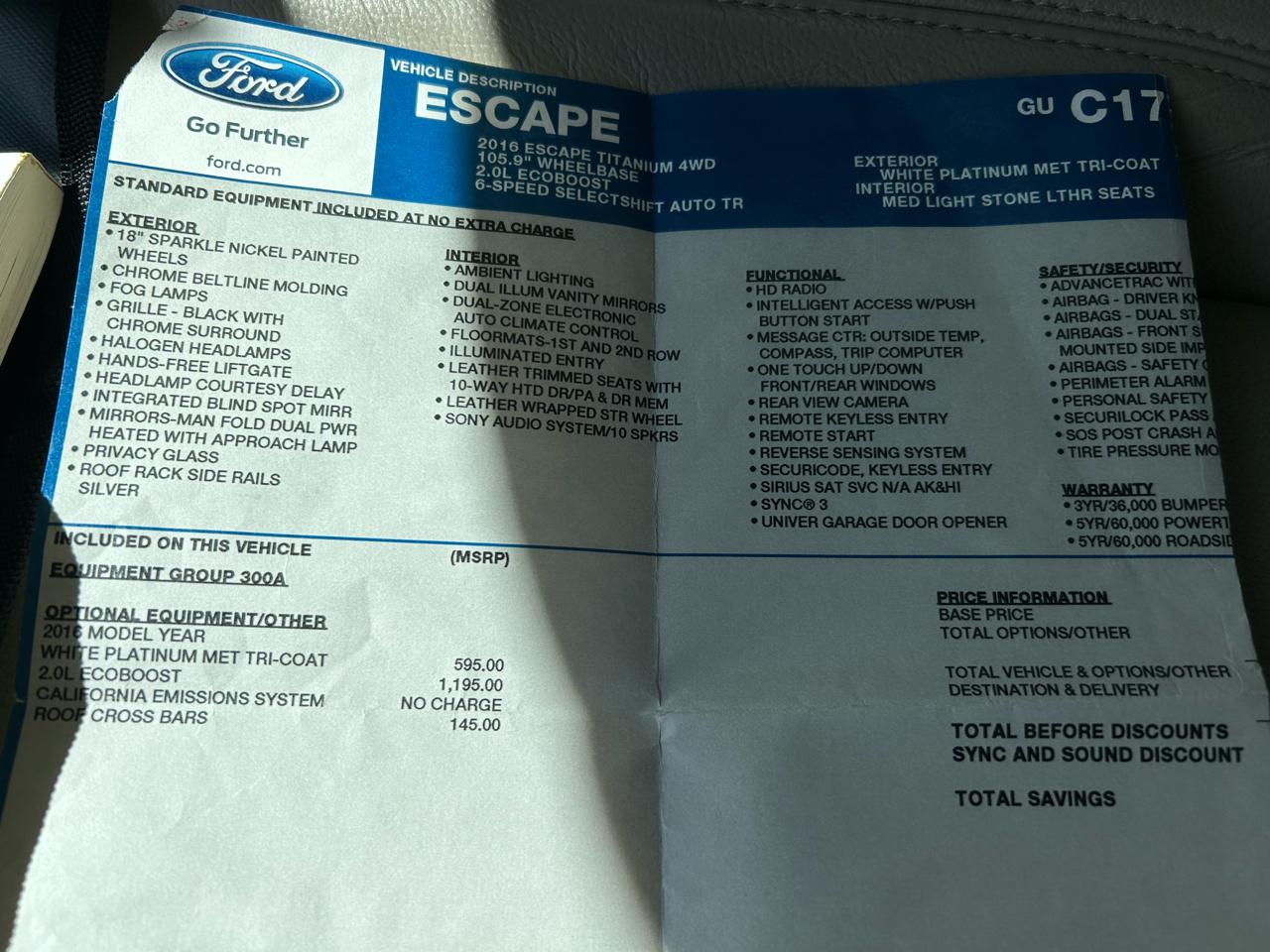 Ford Escape Titanium 4WD 2016