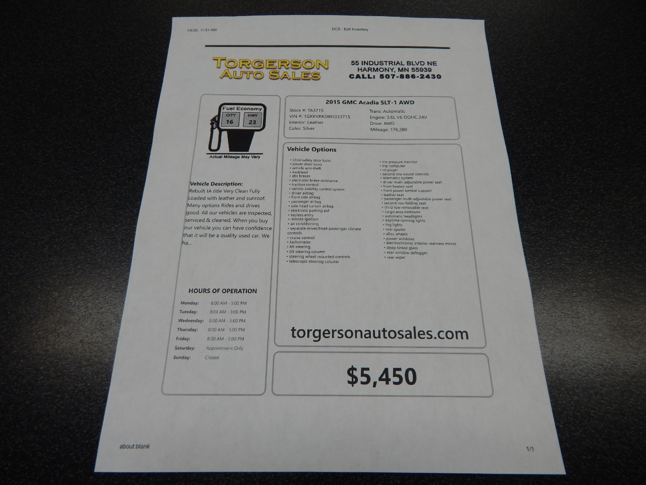 GMC Acadia SLT-1 AWD 2015