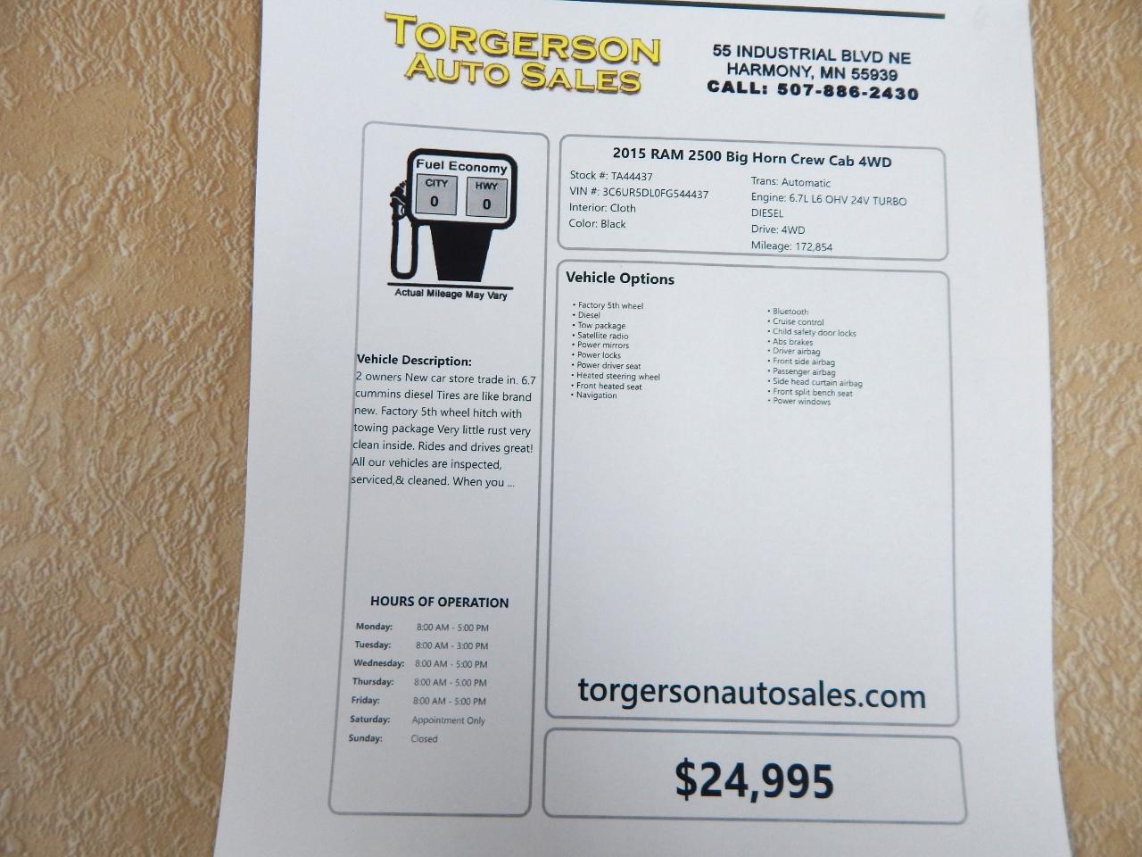 RAM 2500 Big Horn Crew Cab 4WD 2015