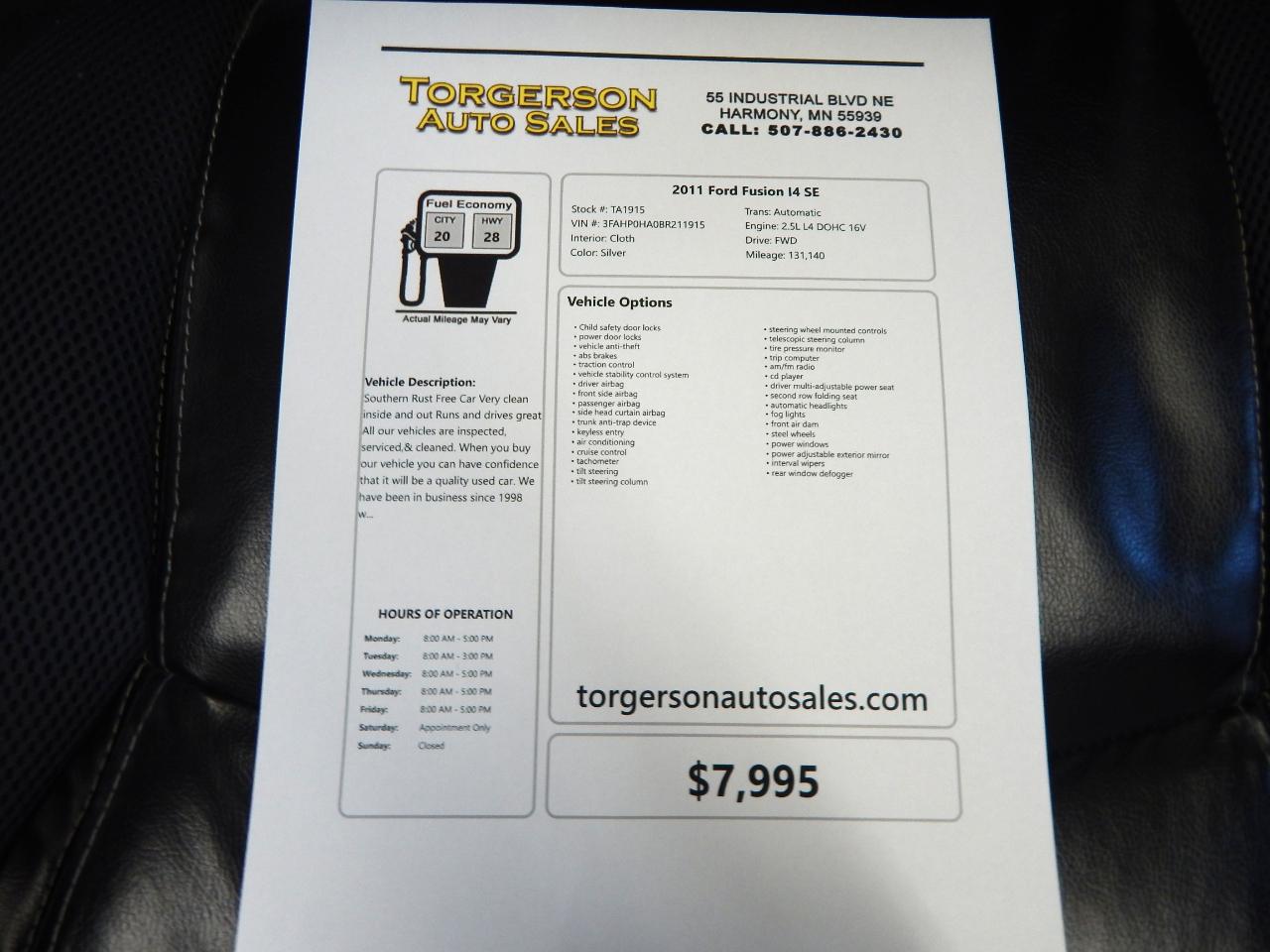 Ford Fusion I4 SE 2011