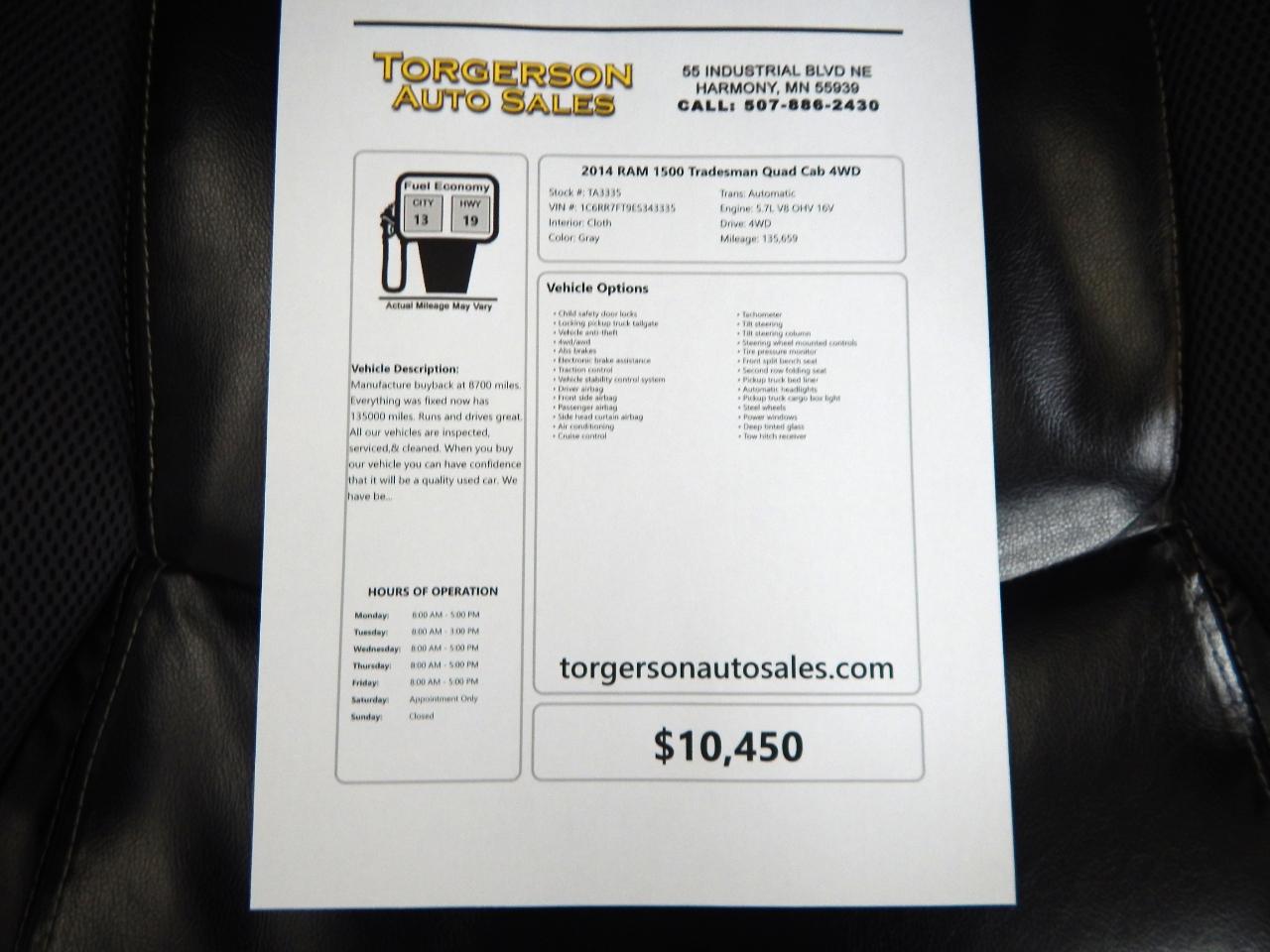 RAM 1500 Tradesman Quad Cab 4WD 2014