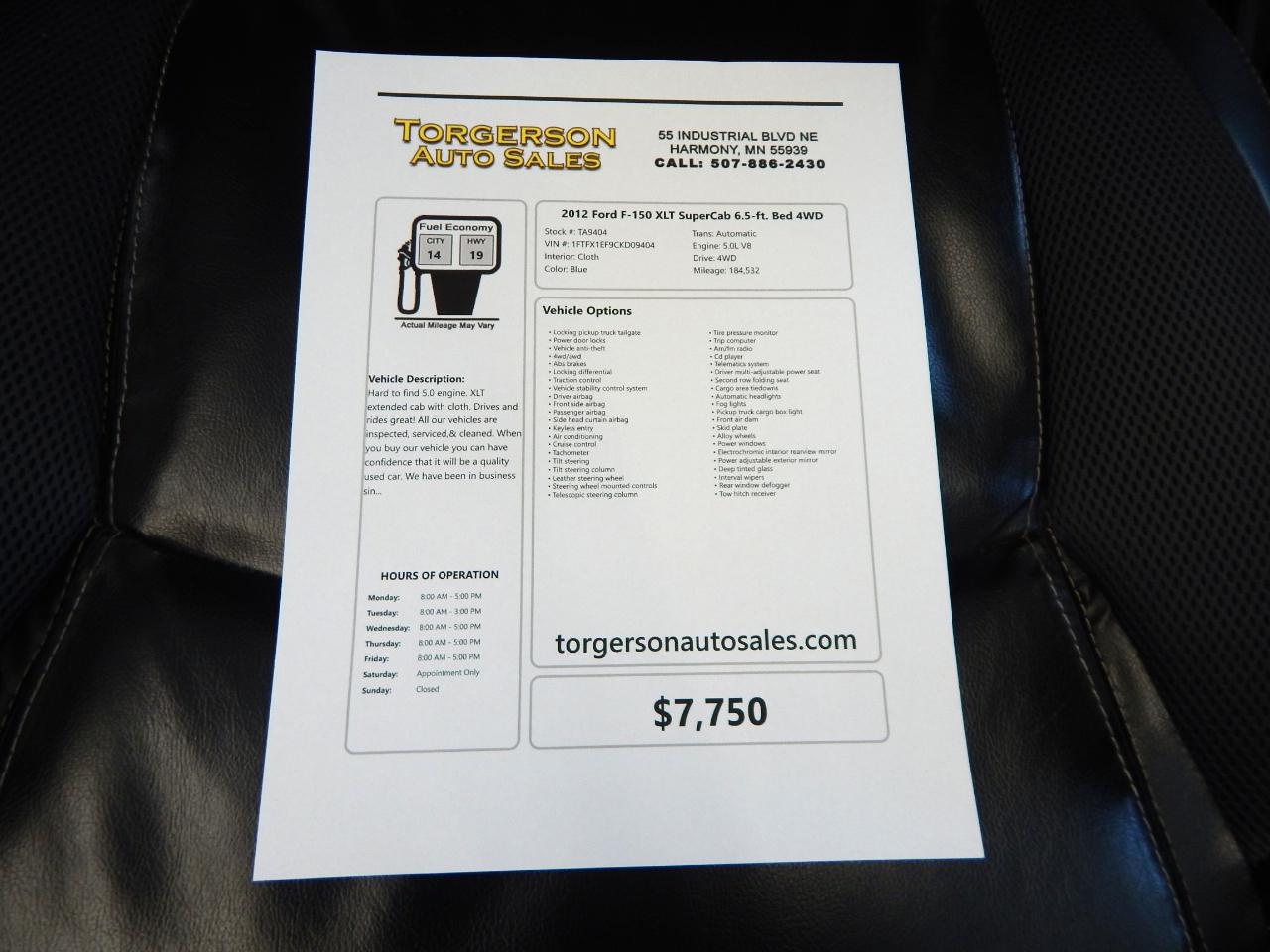 Ford F-150 XLT SuperCab 6.5-ft. Bed 4WD 2012