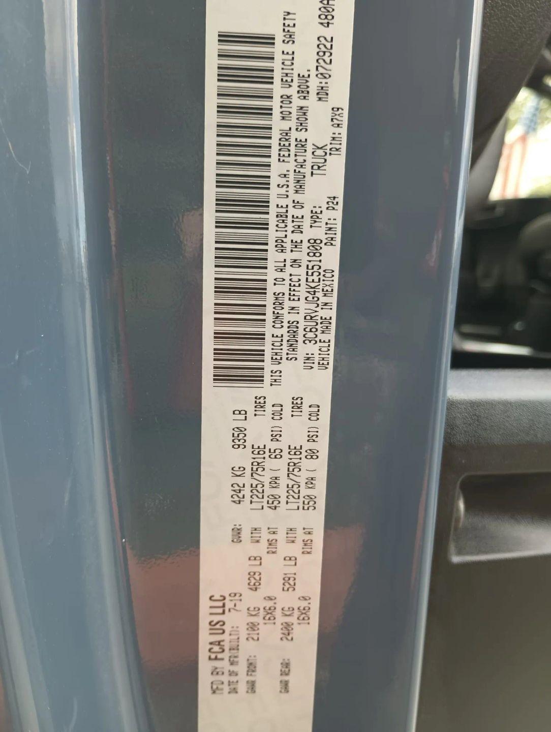 RAM Promaster 3500 High Roof w/Extended Length 2019