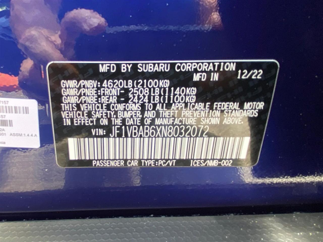Subaru WRX Base CVT 2022