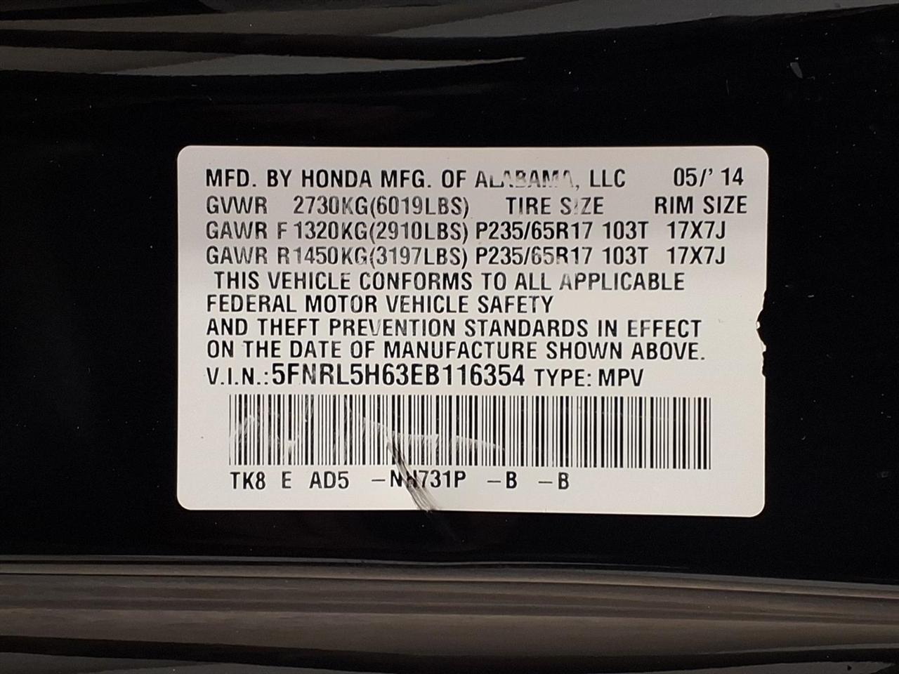 Honda Odyssey 5dr EX-L 2014