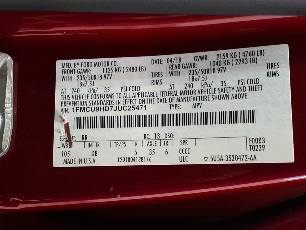 Ford Escape SEL 4WD 2018