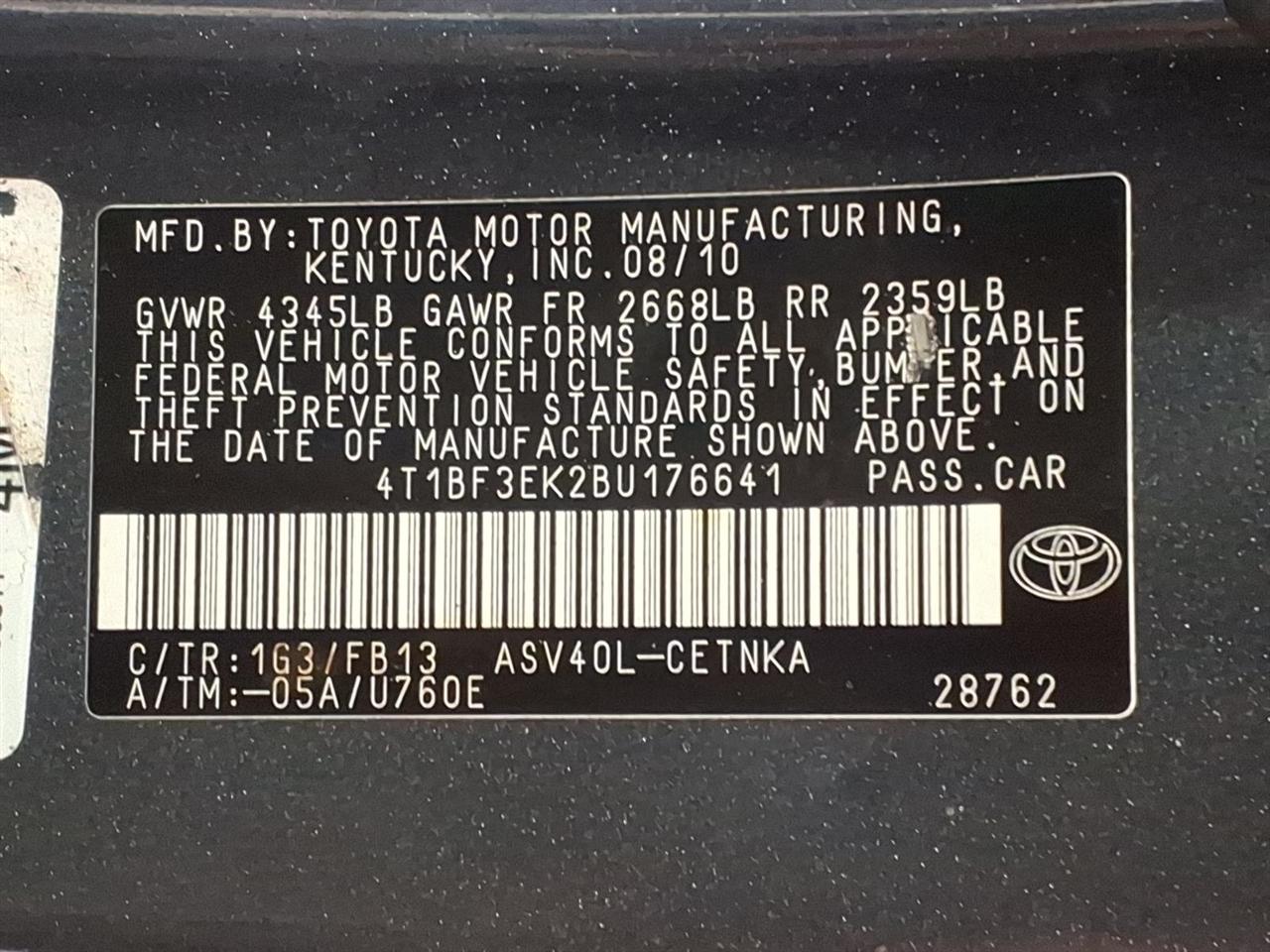 Toyota Camry LE (Natl) 2011