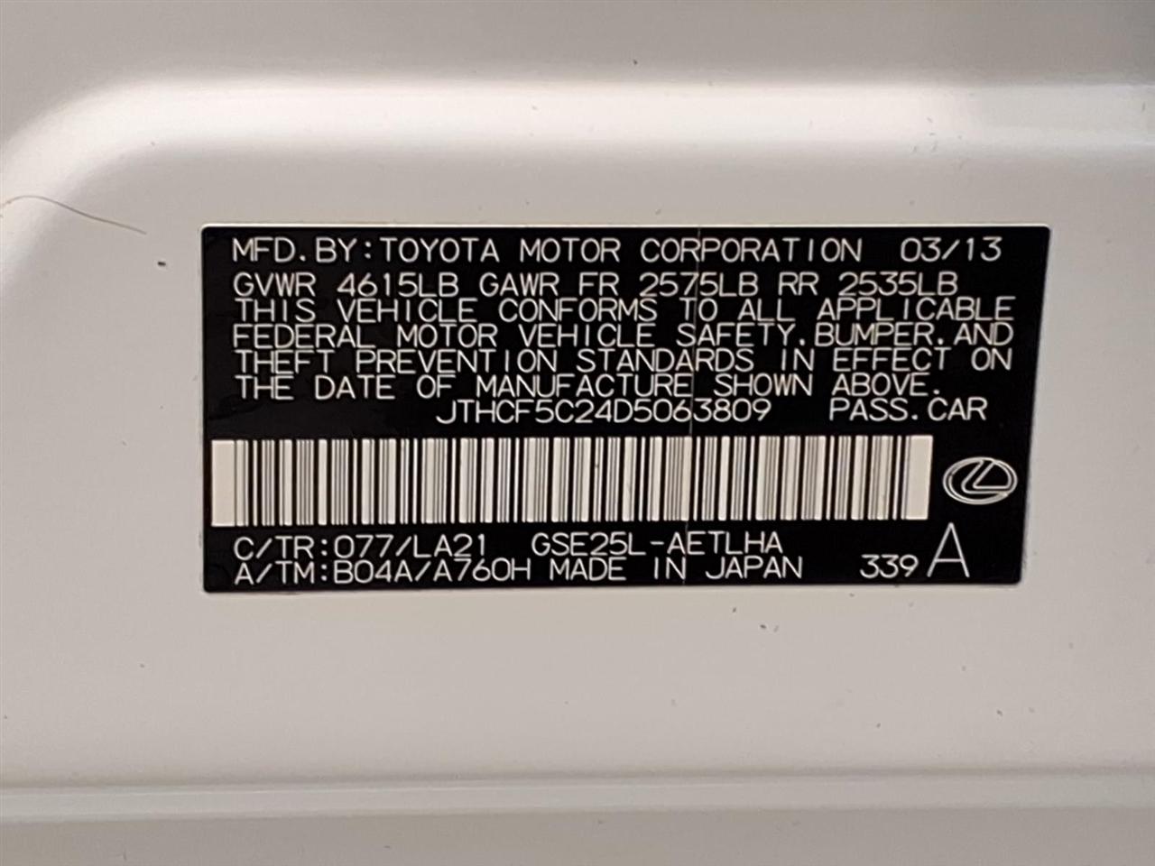 Lexus IS 250 4D Sedan AWD 2013