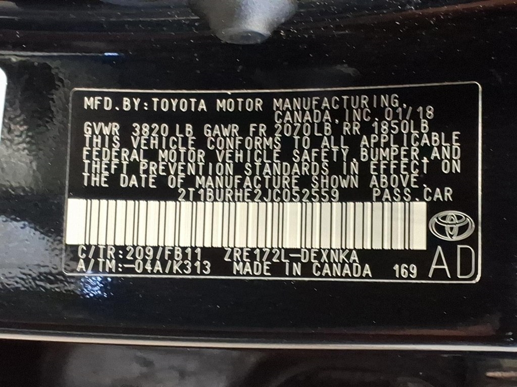 Toyota Corolla LE CVT 2018