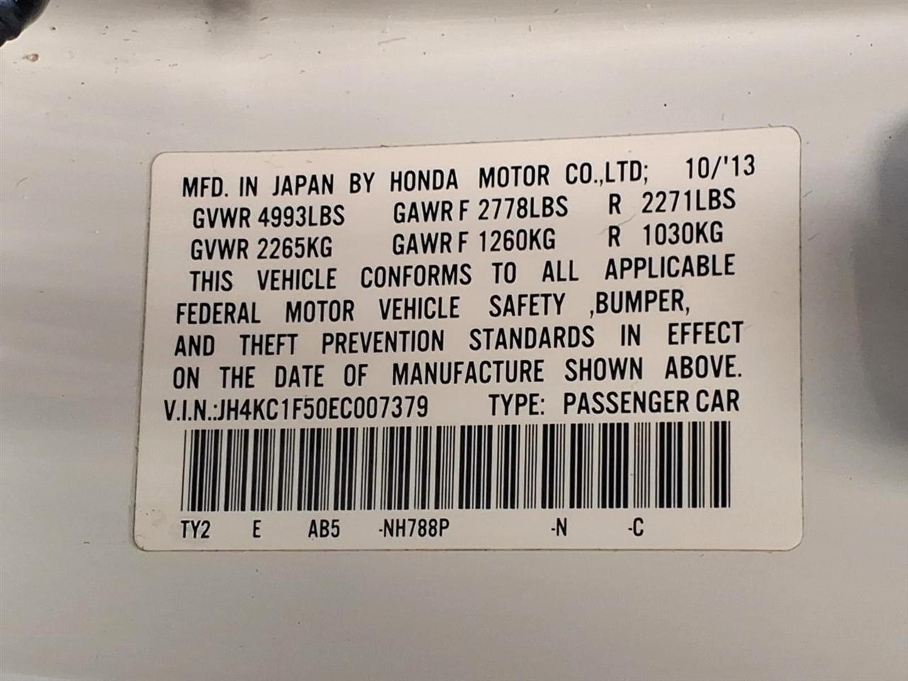 Acura RLX 4dr Sdn Tech Pkg 2014