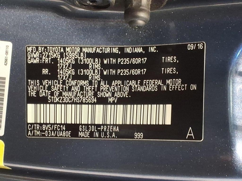 Toyota Sienna LE 8-Passenger Seating 2017