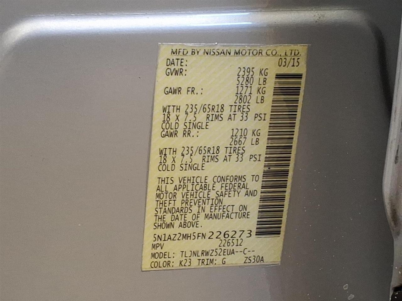 Nissan Murano AWD 4dr SL 2015