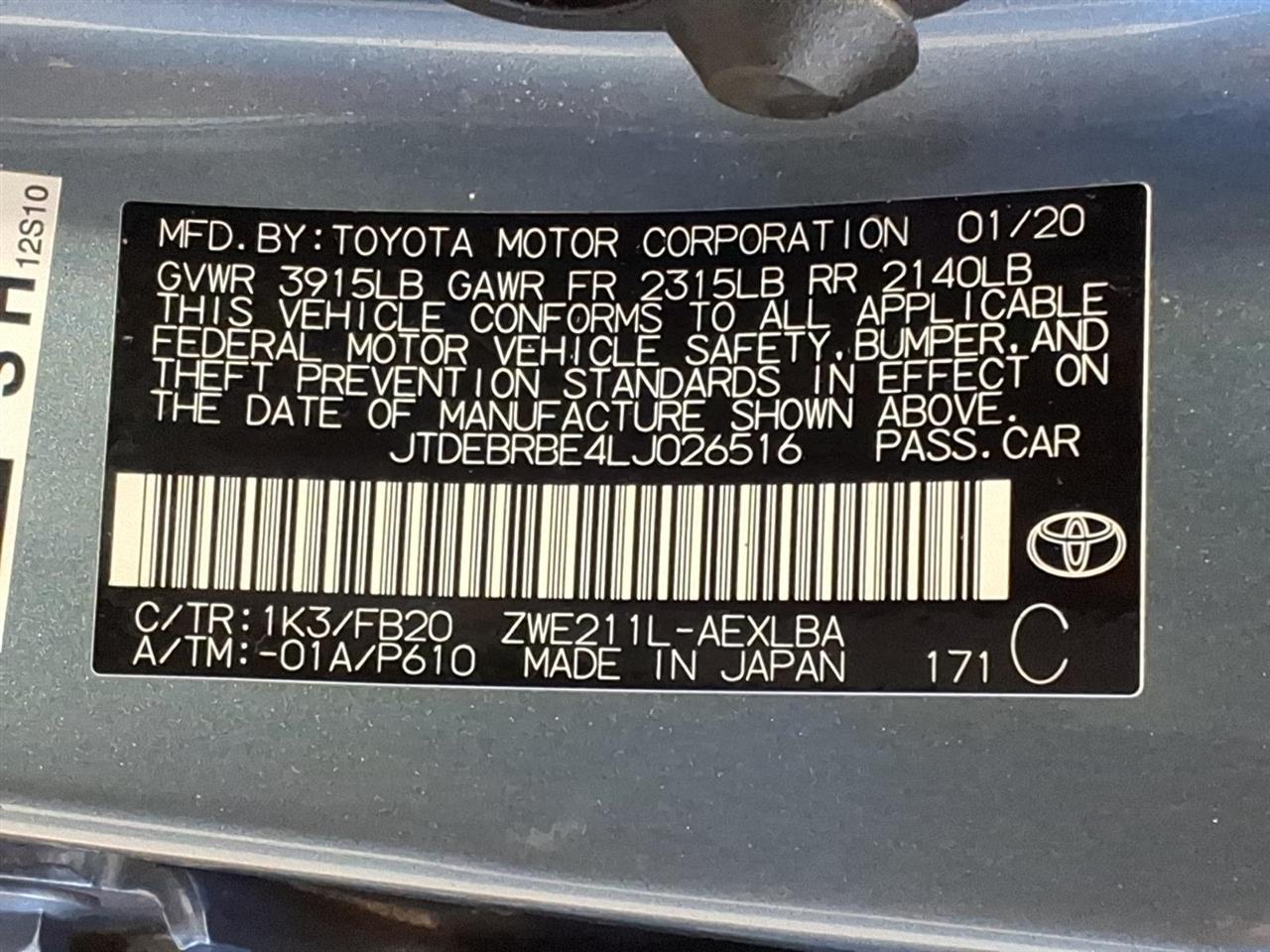 Toyota Corolla Hybrid LE CVT (Natl) 2020