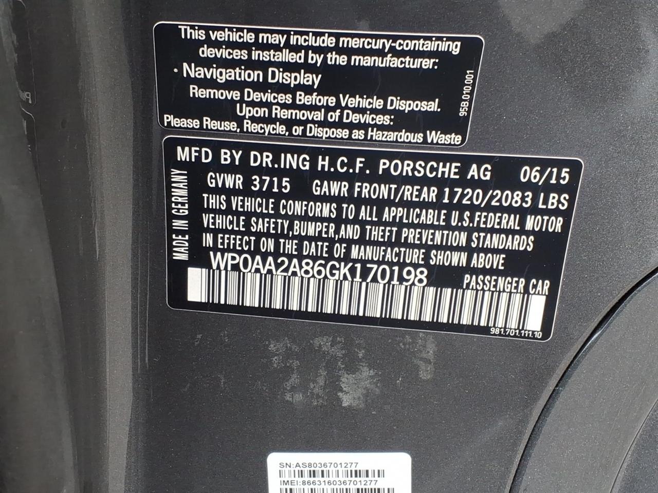 Porsche Cayman 2dr Cpe 2016