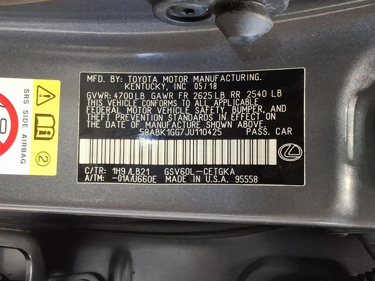 Lexus ES ES 350 FWD 2018