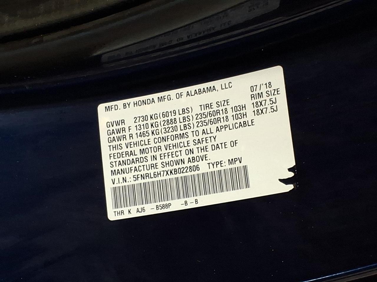 Honda Odyssey EX-L w/ DVD and Navigation 2019