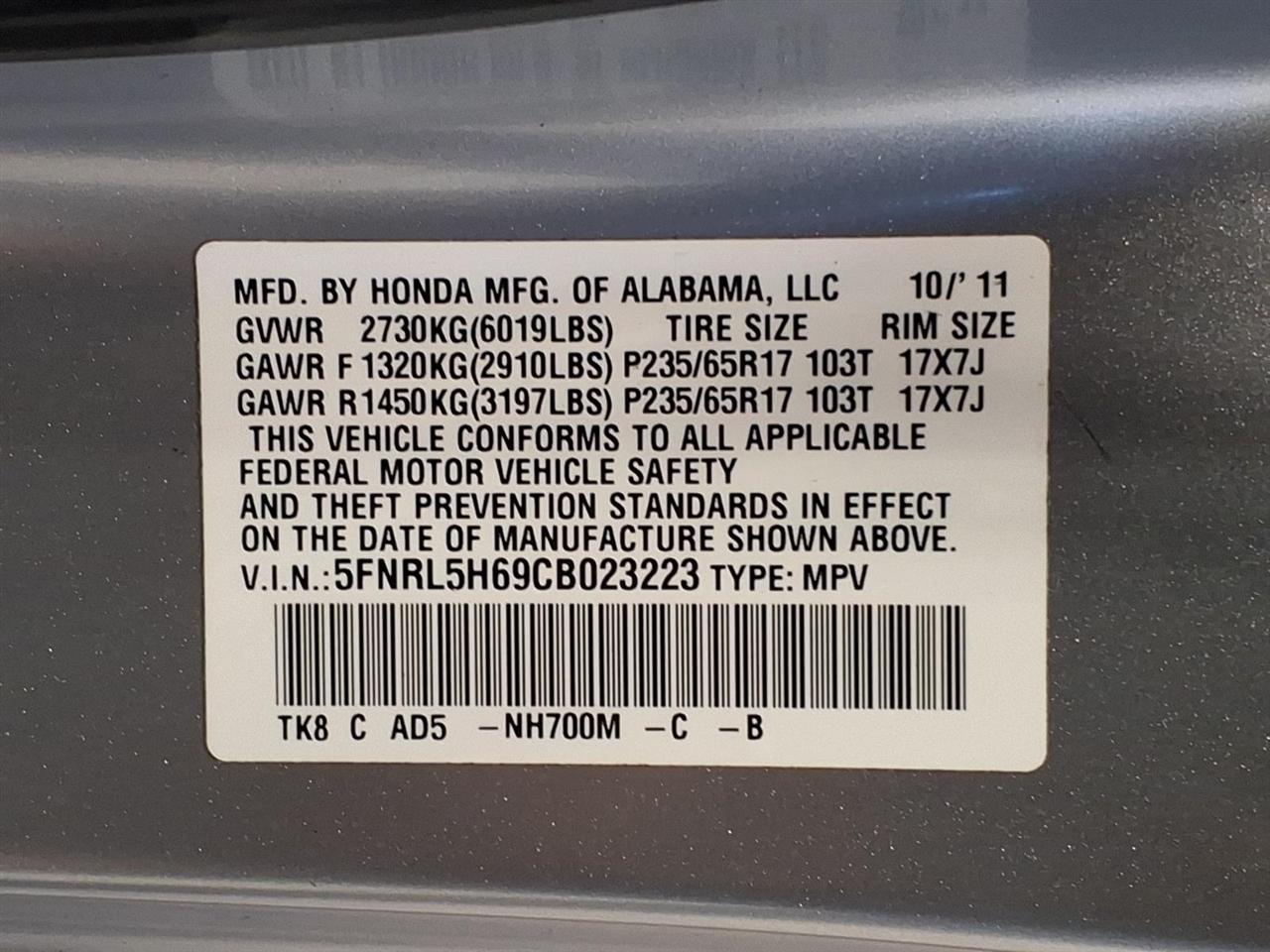 Honda Odyssey 5dr EX-L 2012