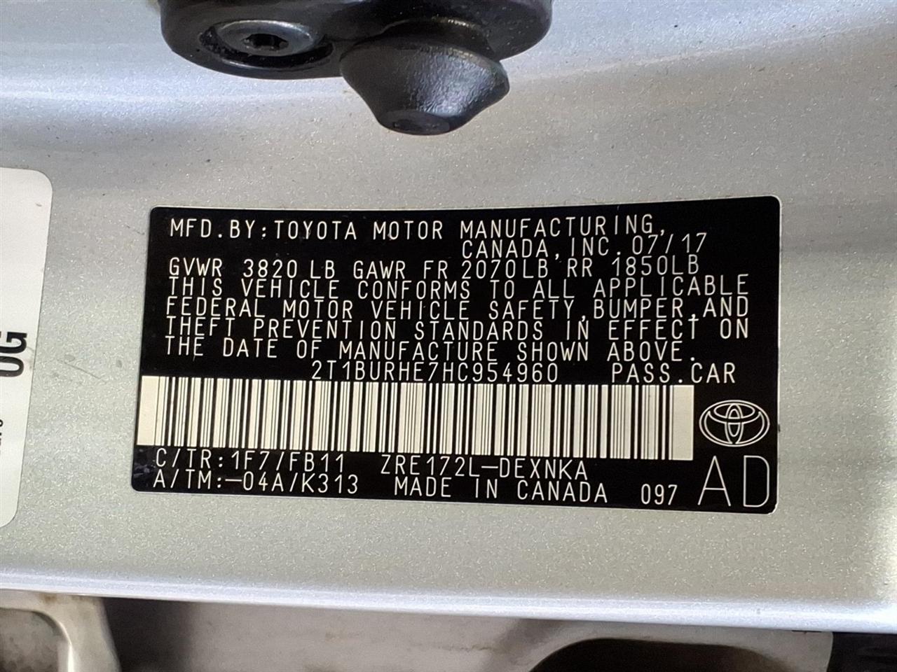 Toyota Corolla LE 2017