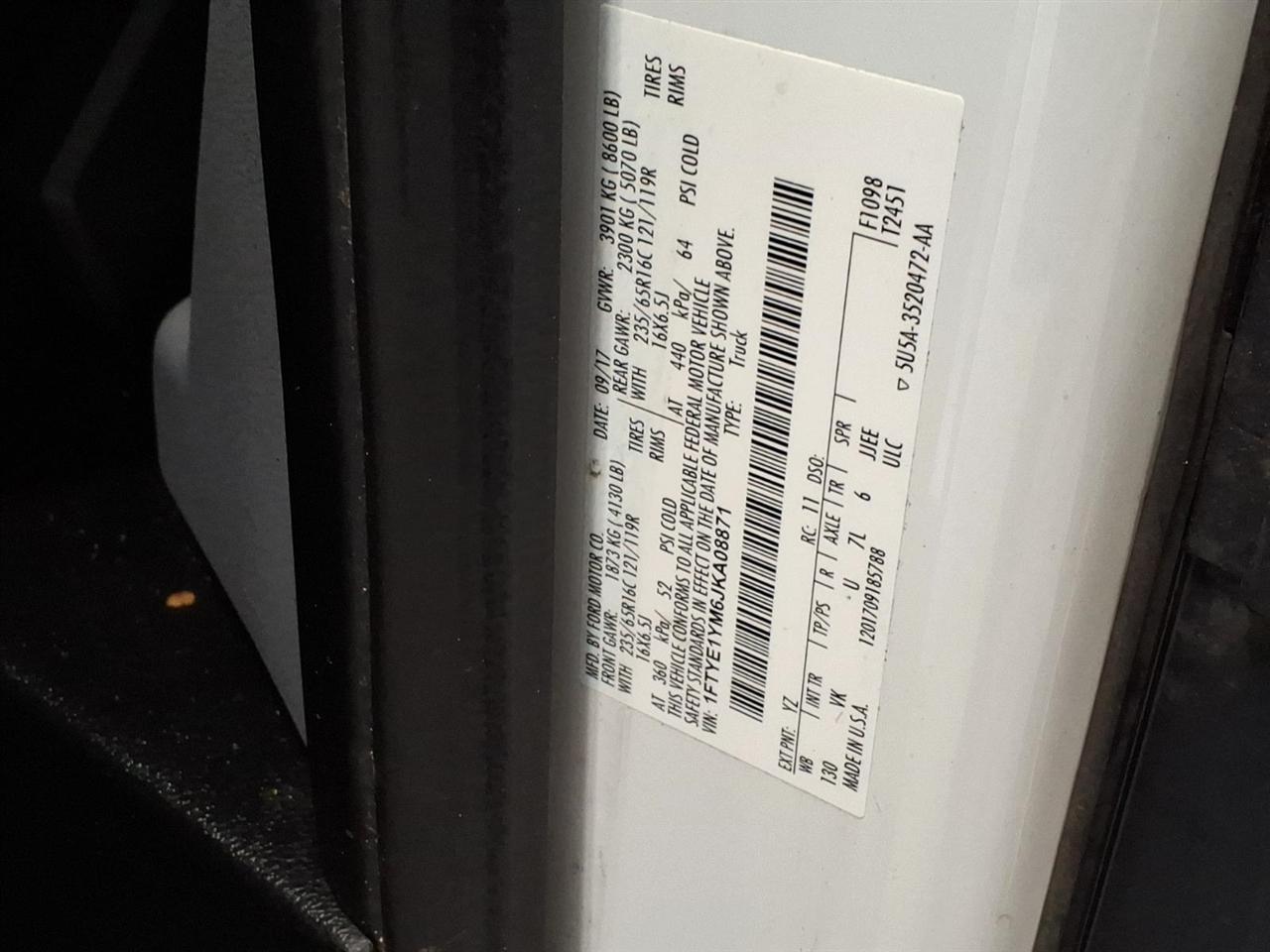 Ford Transit Van T-150 130" Low Rf 8600 GVWR Sliding RH Dr 2018