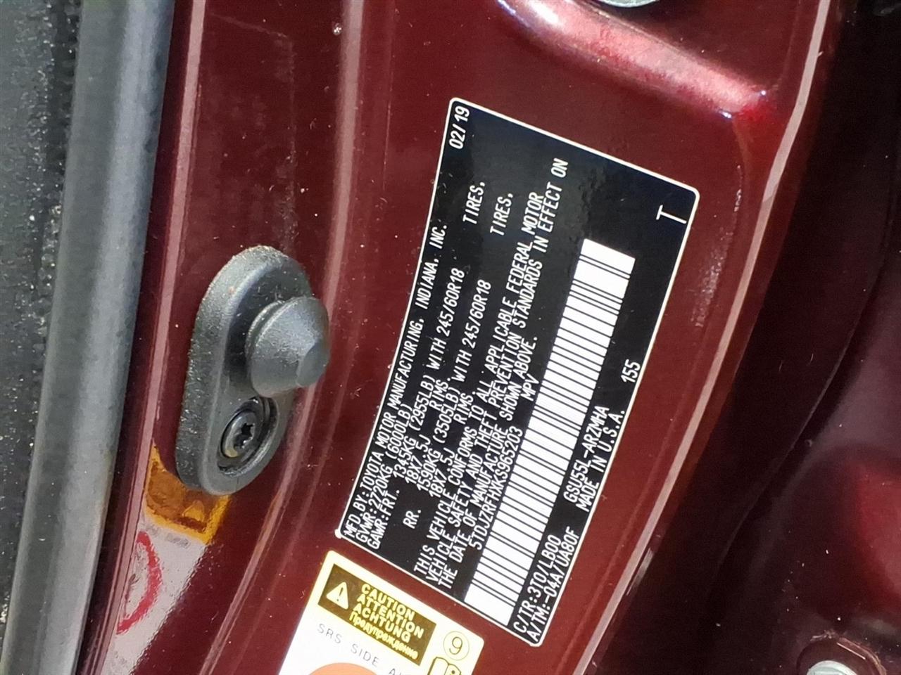 Toyota Highlander XLE AWD V6 2019