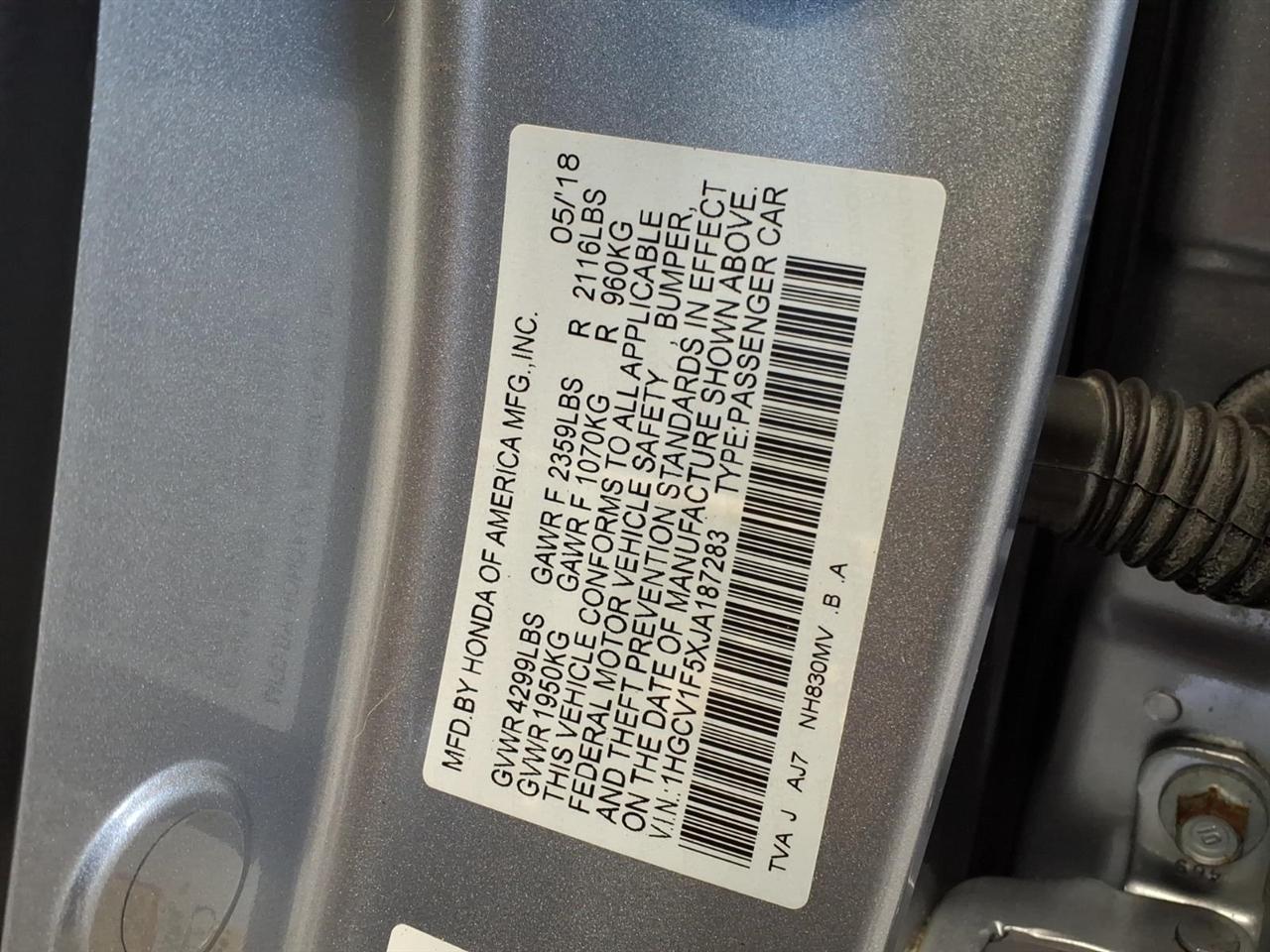 Honda Accord Sedan EX-L 1.5T CVT 2018