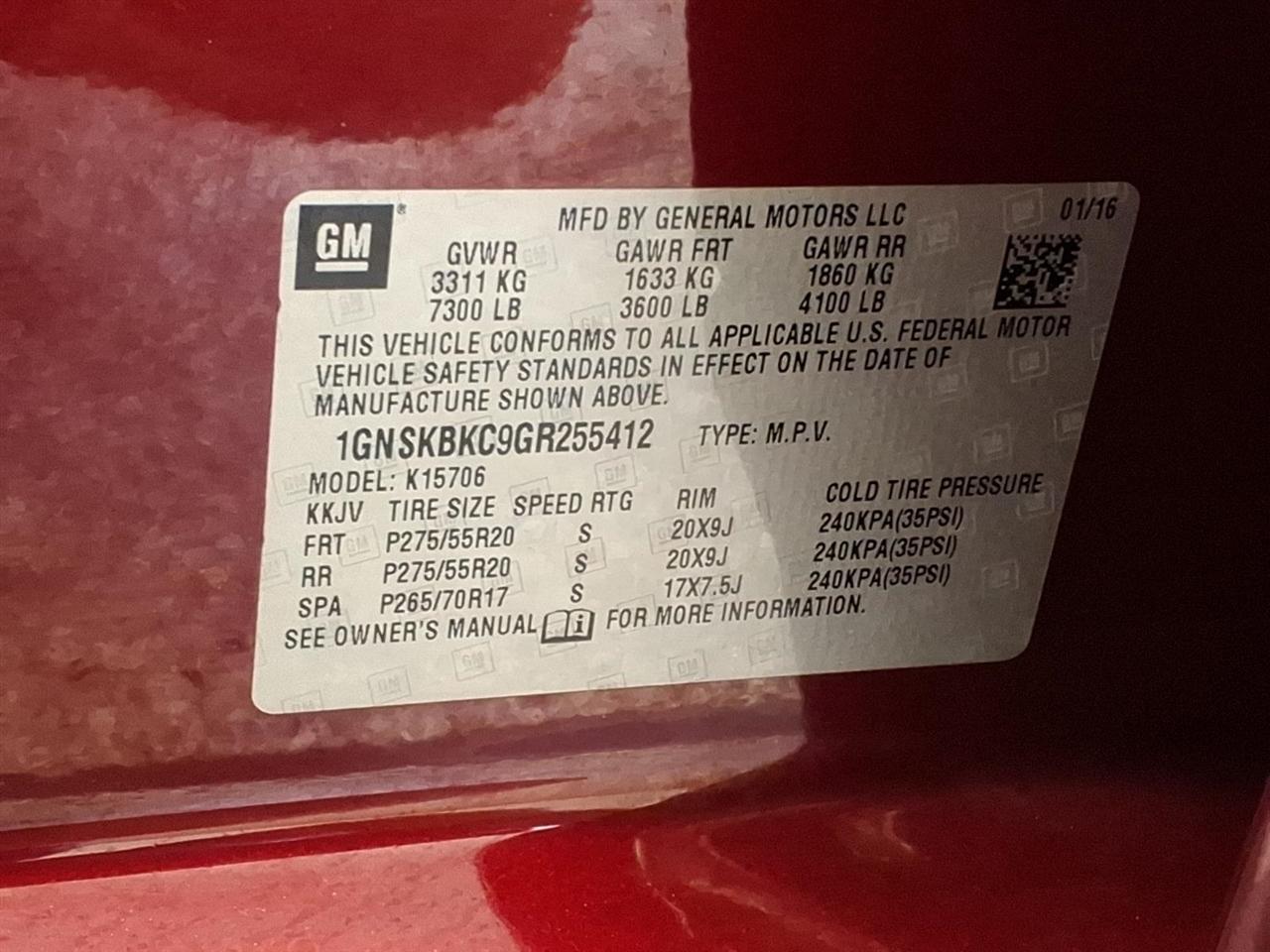 Chevrolet Tahoe 4WD 4dr LT 2016