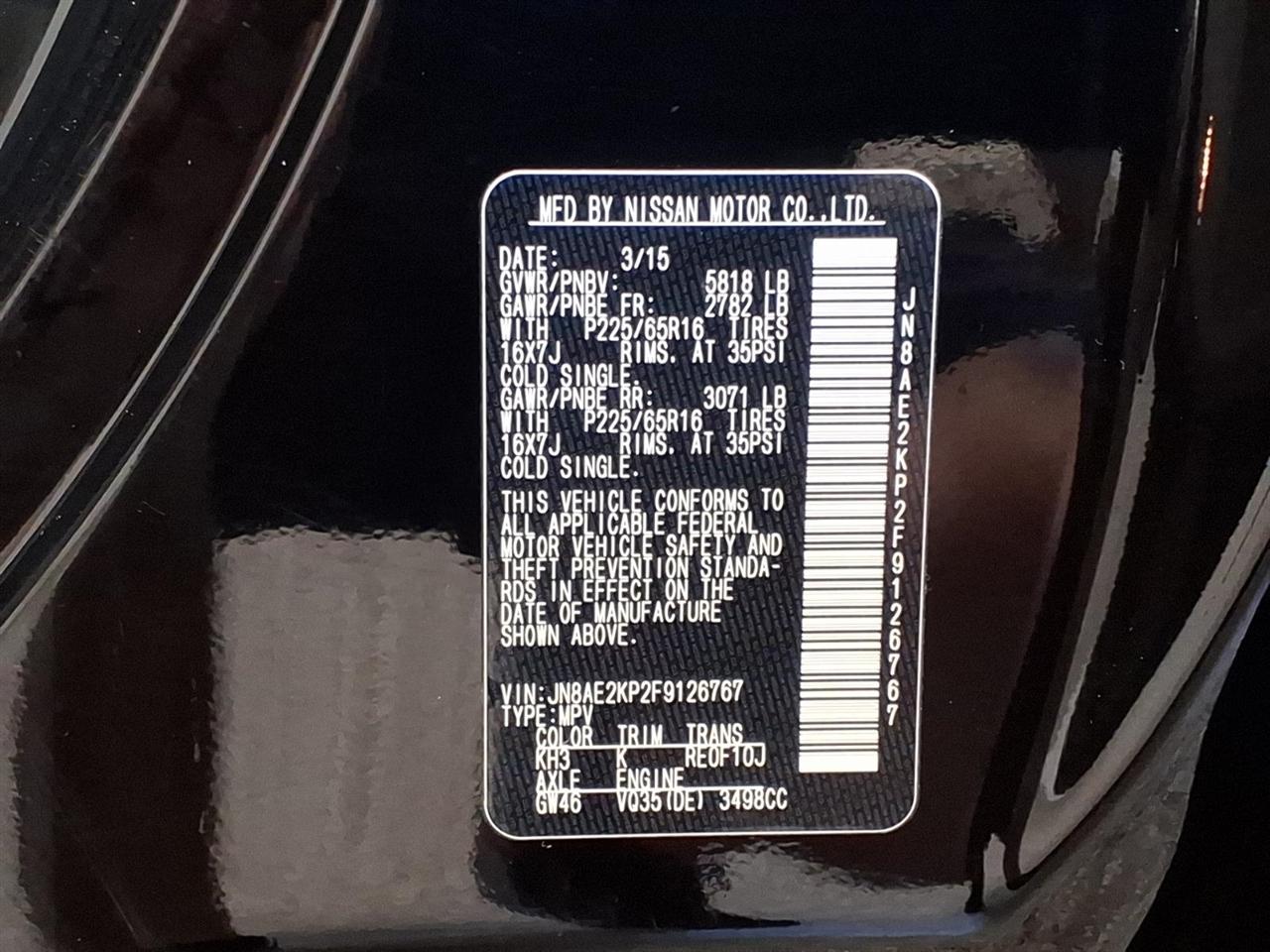 Nissan Quest 4dr SV 2015
