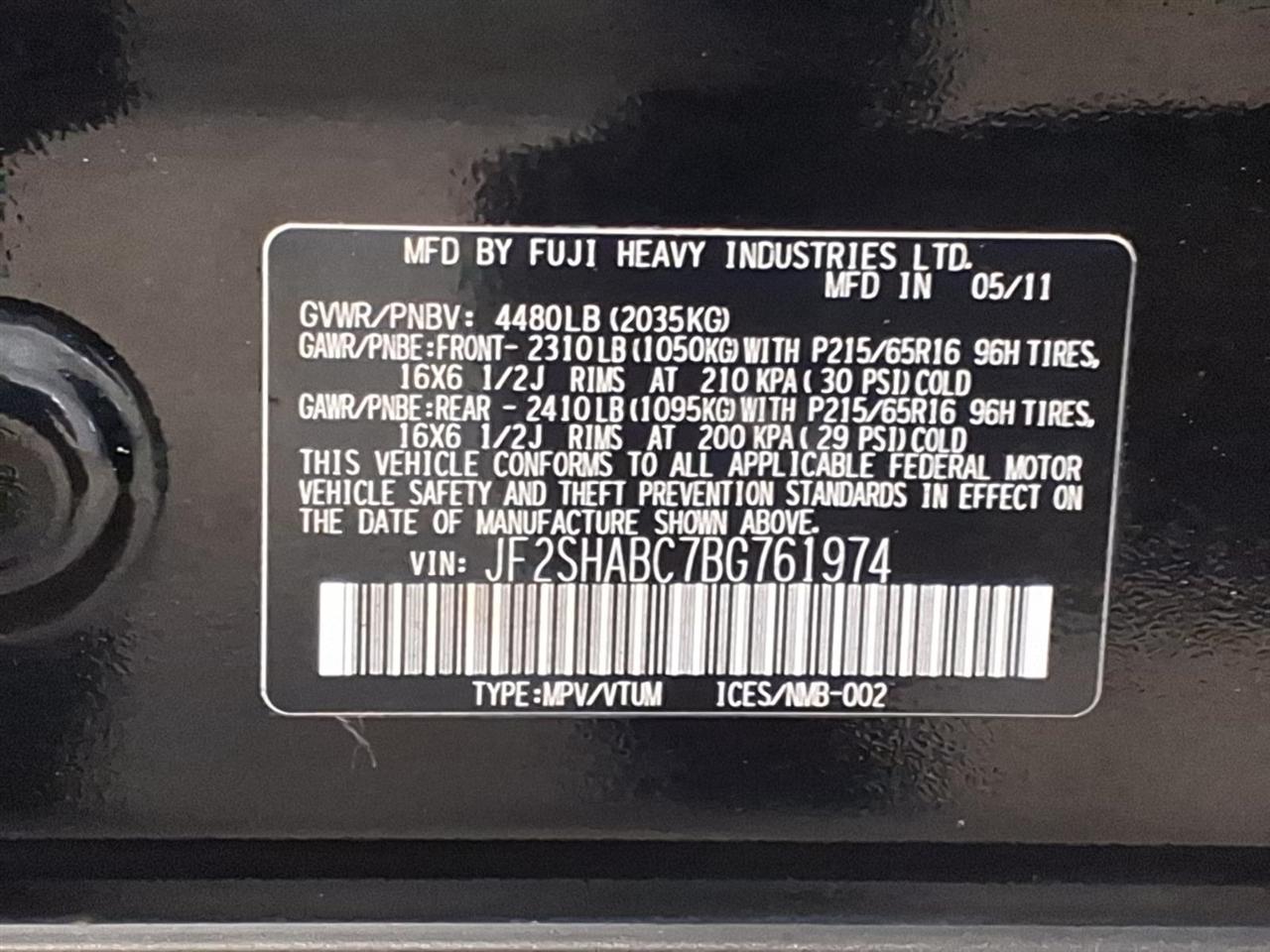 Subaru Forester 4dr Man 2.5X w/Alloy Wheel Value Pkg 2011
