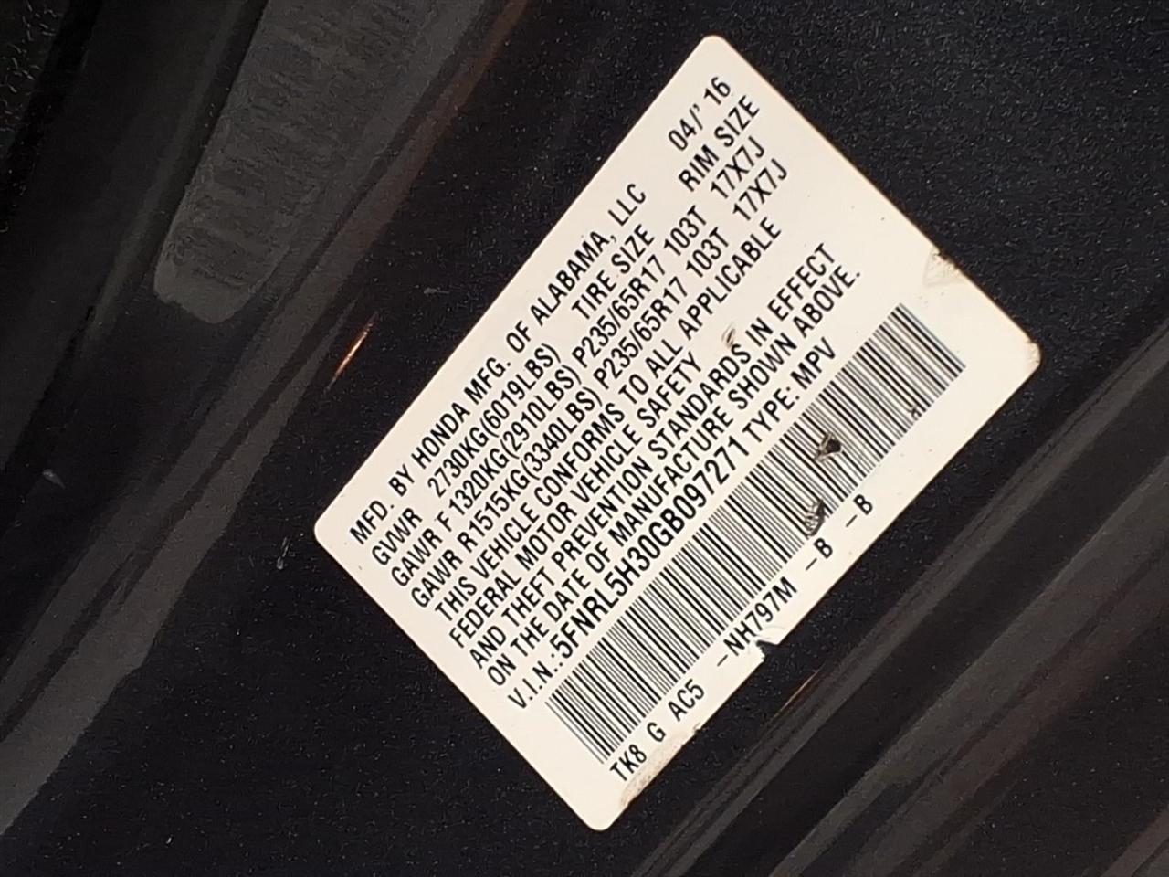 Honda Odyssey 5dr SE 2016
