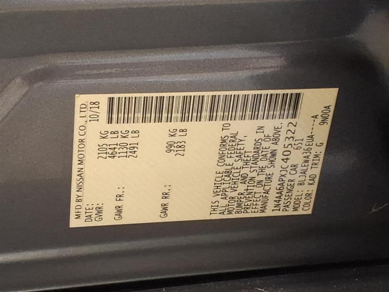 Nissan Maxima SL 3.5L 2018