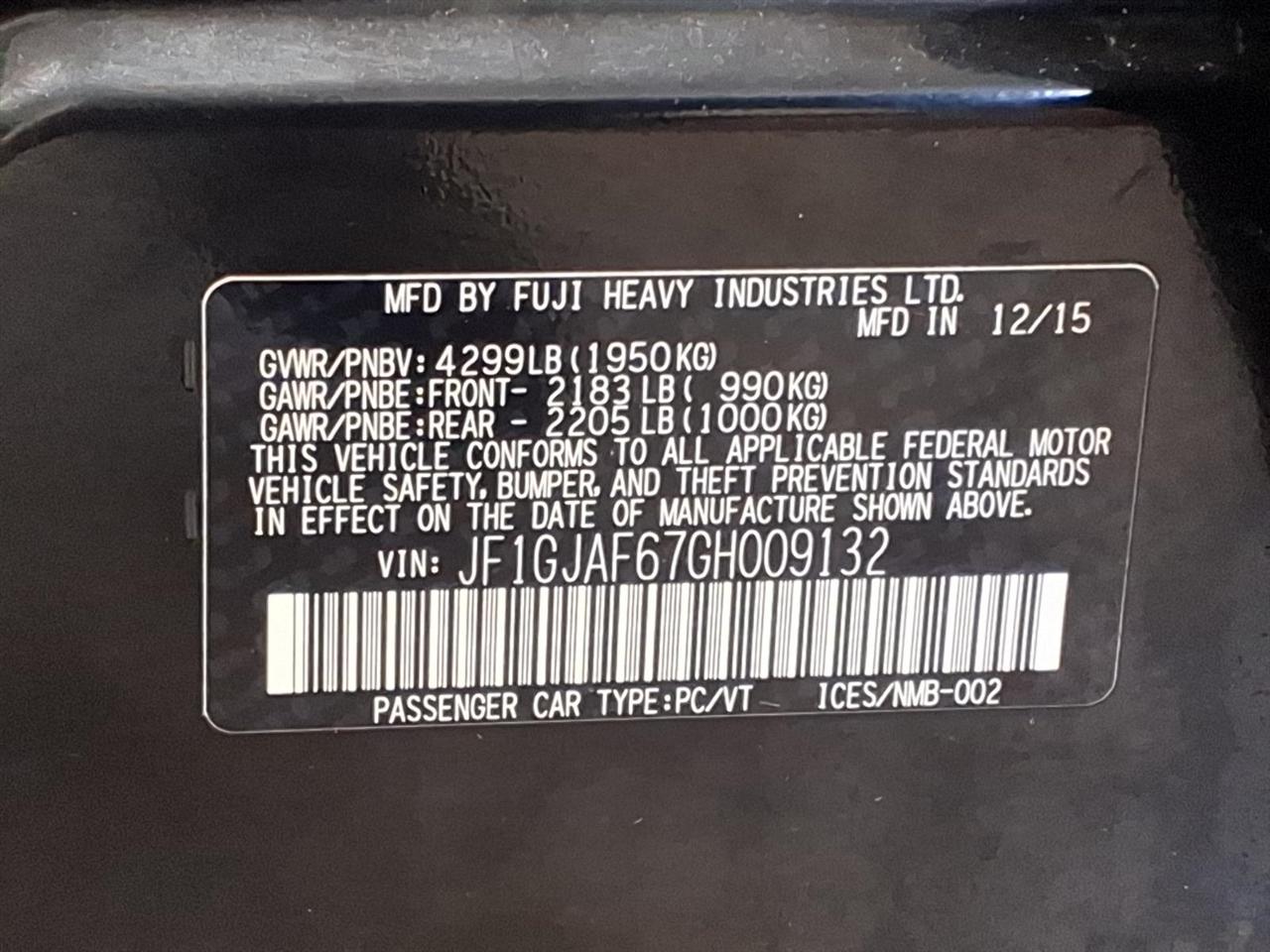 Subaru Impreza Sedan 4dr CVT 2.0i Premium 2016