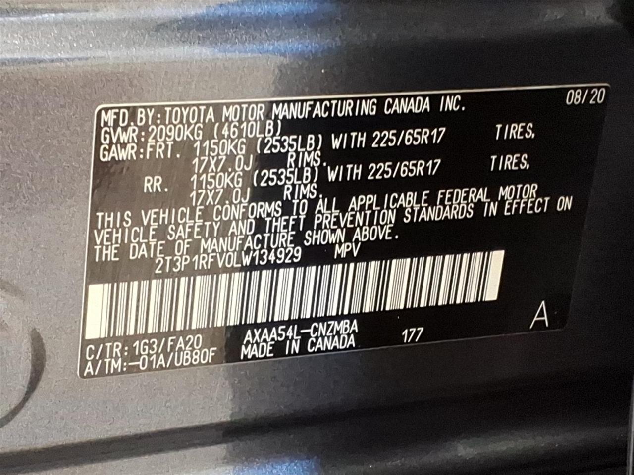 Toyota RAV4 XLE AWD (Natl) 2020