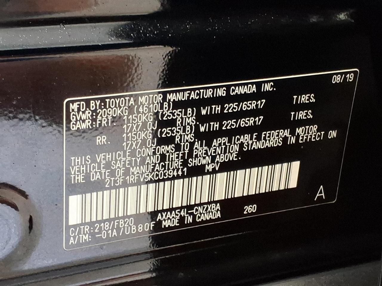 Toyota RAV4 LE AWD (Natl) 2019