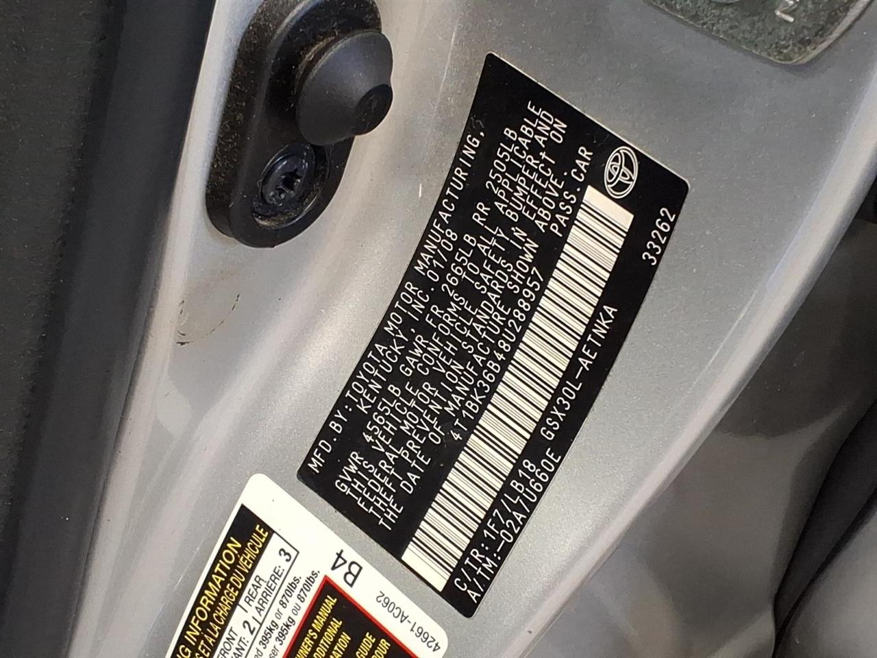 Toyota Avalon Touring 4D Sedan 2008