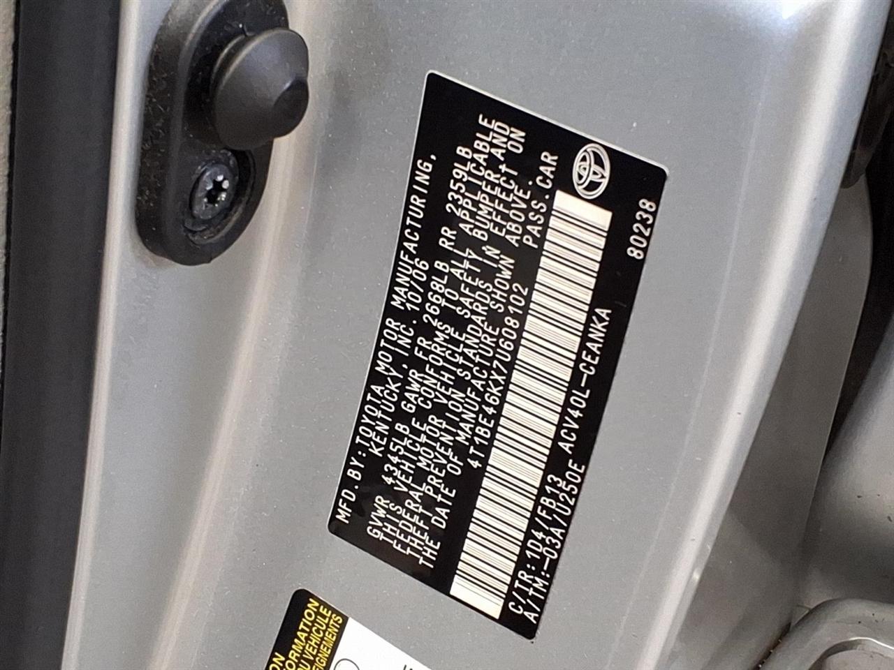 Toyota Camry 4dr Sdn I4 Auto LE (Natl) 2007