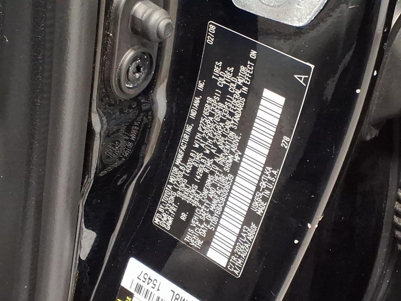 Toyota Sequoia 4WD 4dr LV8 6-Spd AT Ltd (Natl) 2008