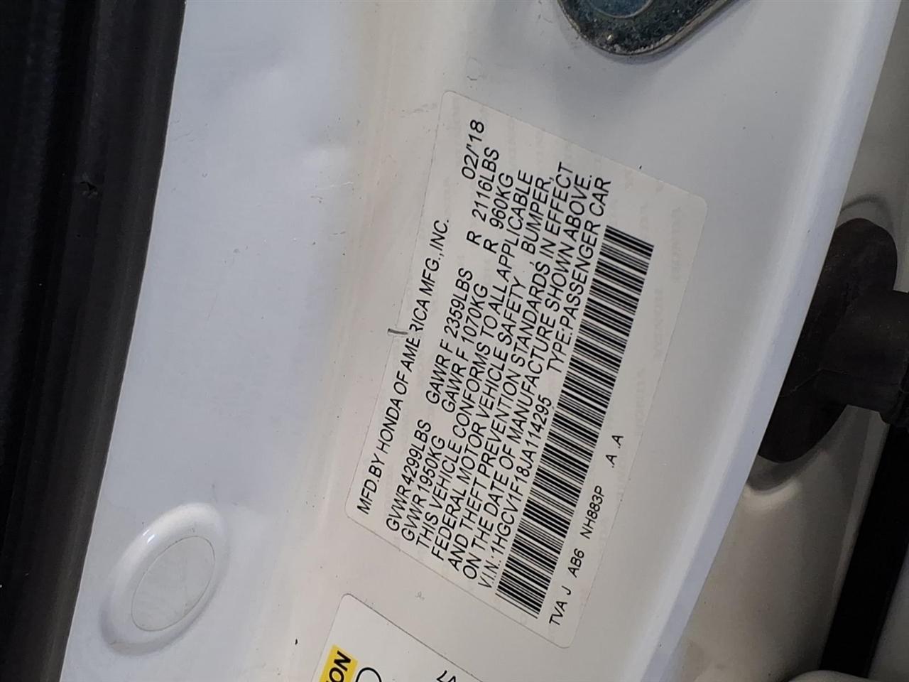 Honda Accord Sedan LX 1.5T CVT 2018