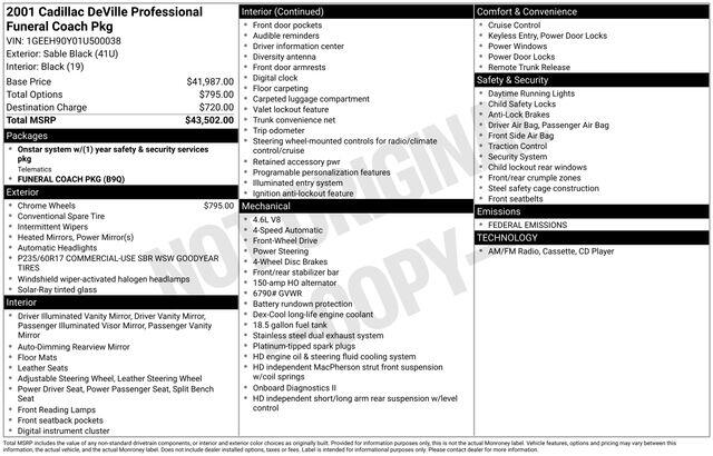 2001 Cadillac Krystal Koach Base