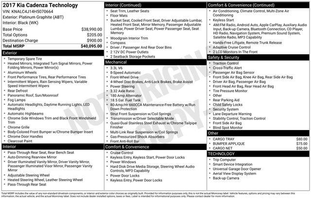 2017 Kia Cadenza Technology's photo