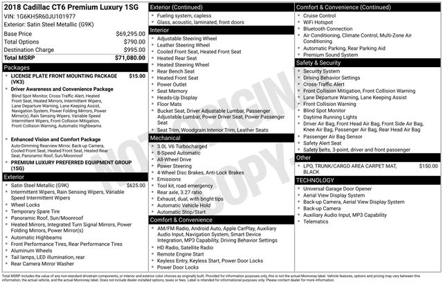 2018 Cadillac CT6 3.0L Twin Turbo Premium Luxury