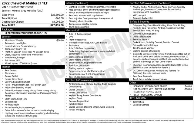 Chevrolet Malibu  2022