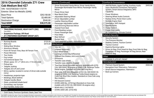 2016 Chevrolet Colorado Z71