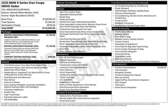 BMW 8-Series Gran Coupe  2020