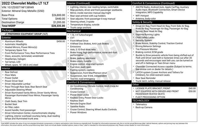 Chevrolet Malibu  2022