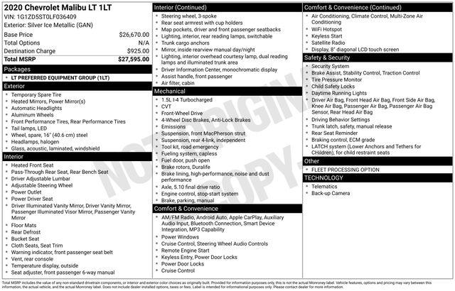 Chevrolet Malibu  2020