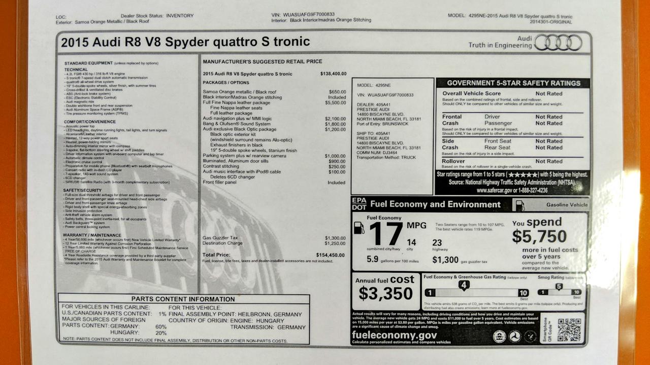 Audi R8 V8 quattro 7A 2015